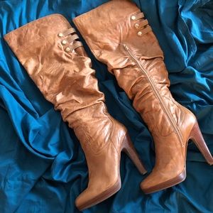 Jessica Simpson knee high tan boots